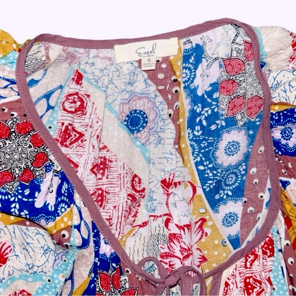 Easel Maxi Dress Boho Chic Patchwork Kaftan Size Small - Picture 5 of 5